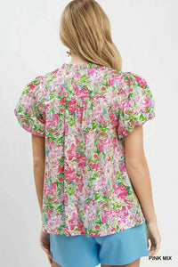 Umgee Floral Puff Sleeve Blouse 100100272031185 51 Affordable Fashion Under $100 Jerry's Apparel 