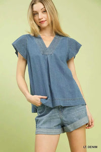 Umgee Cap Sleeve Denim Top 100100529531898 57 Affordable Fashion Under $100 Jerry's Apparel 