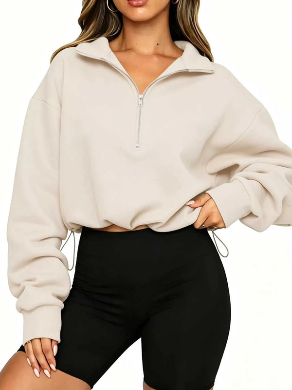 Half Zip Drawstring Hem Sweatshirt 101001873128896 51 Affordable Fashion Under $100 Jerry's Apparel 