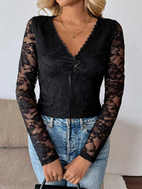 Long Sleeve Floral Lace Mesh Cropped Top 100100980970306 30 Affordable Fashion Under $100 Jerry's Apparel 