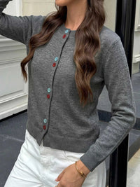 Contrast Button Long Sleeve Cardigan 100100739522365 45 Affordable Fashion Under $100 Jerry's Apparel 
