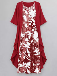 Full Size Floral Print Midi Dress and Chiffon Cardigan Set Plus Size 101001950650233 50 Affordable Fashion Under $100 Jerry's Apparel 