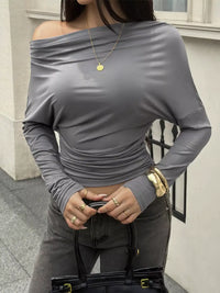 Ruched Long Sleeve Slim Fit T-Shirt 101001489536698 37 Affordable Fashion Under $100 Jerry's Apparel 