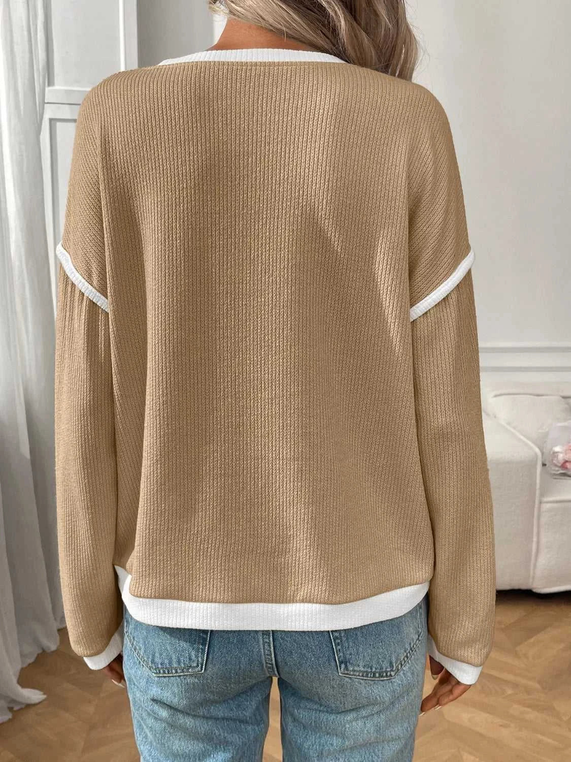 Ribbed Knit Contrast Trim Sweater 100100032701989 29 Affordable Fashion Under $100 Jerry's Apparel 