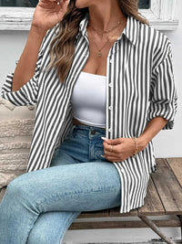Striped Oversized Button-Up Shirt 100100354131470 50 Affordable Fashion Under $100 Jerry's Apparel 