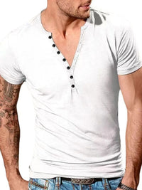 Men's Full Size Button Detail Short Sleeve Top Plus Size