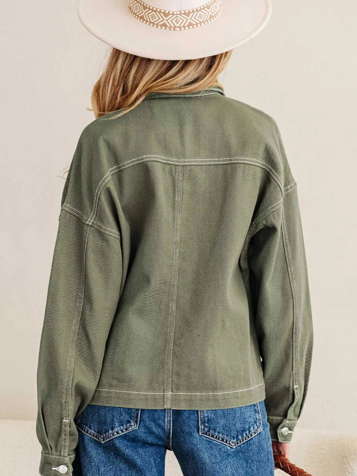 Patched Pocket Collared Button Front Boyfriend Denim Jacket 100100355837828 73 Affordable Fashion Under $100 Jerry's Apparel 