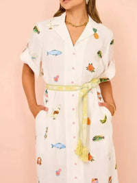 Printed Button Up Shirt Dress