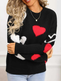 Valentine's Day Heart Pattern Knit Sweater 100100558392039 50 Gifts for Her Jerry's Apparel 