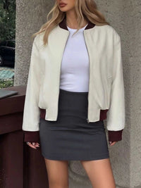 Contrast Trim Zip Up Jacket 100100872147330 50 Seasonal Fashion Collections Jerry's Apparel 