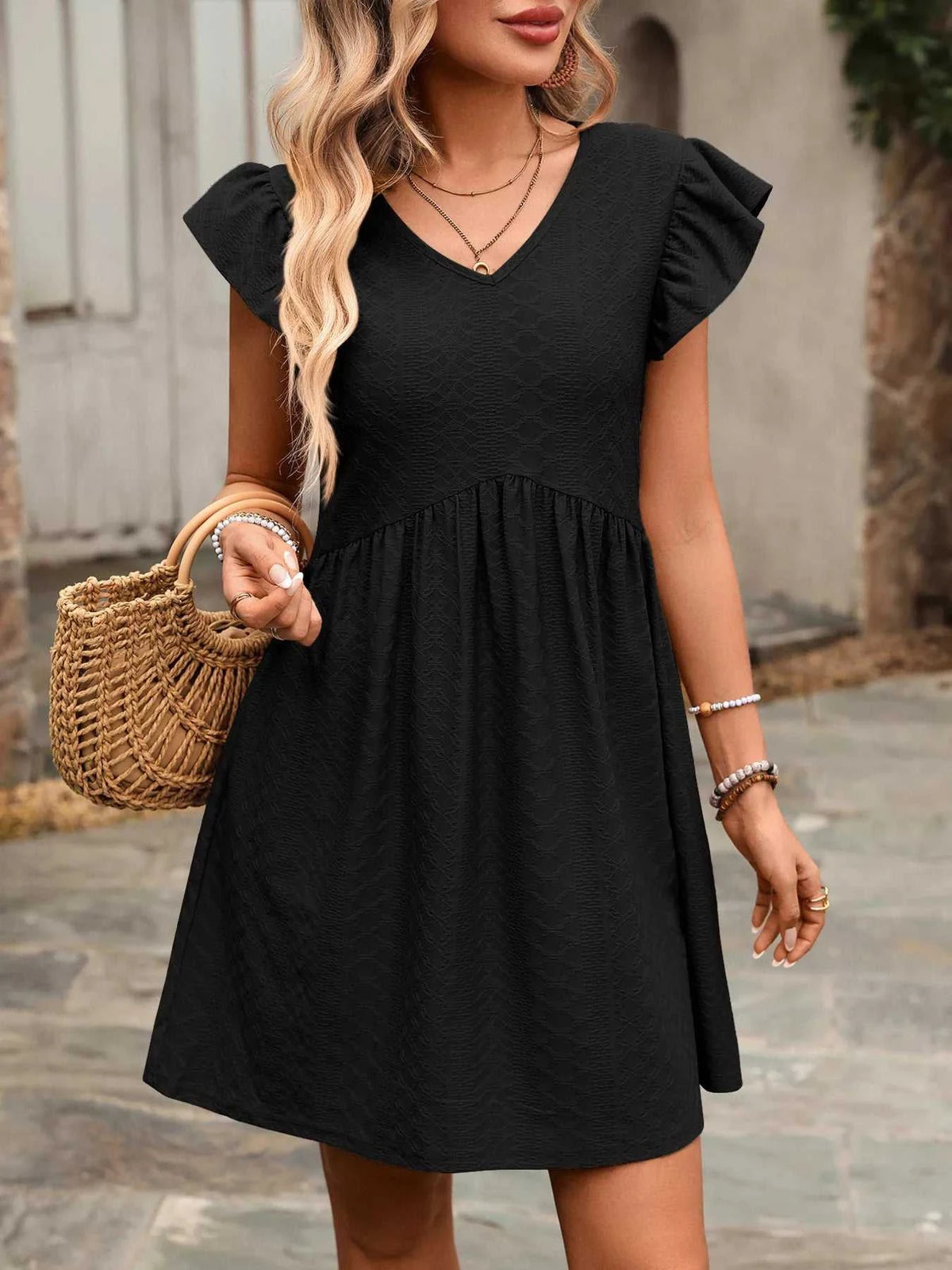 Ruffle Sleeve V-Neck A-Line Dress 100100170481531 30 Affordable Fashion Under $100 Jerry's Apparel 