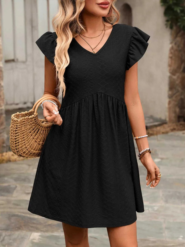 Ruffle Sleeve V-Neck A-Line Dress 100100170481531 30 Affordable Fashion Under $100 Jerry's Apparel 
