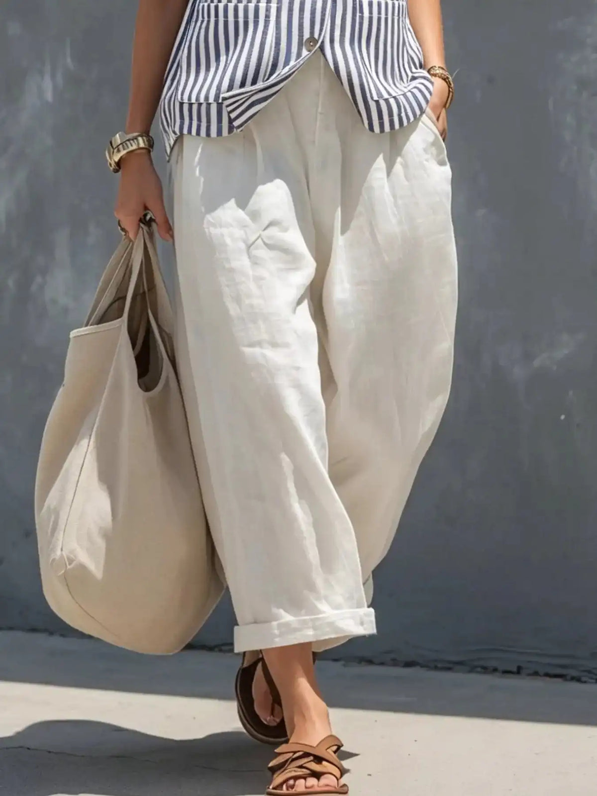 Striped Button Down Vest and Pants Set 101001117768107 90 Women's Pants Set Gifts for Her Jerry's Apparel 