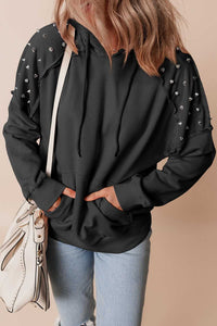 Drawstring Studded Long Sleeve Hoodie 100100364052504 59 Affordable Fashion Under $100 Jerry's Apparel 