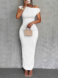 One-Shoulder Textured Maxi Dress 100100149360096 25 Seasonal Fashion Collections Jerry's Apparel 