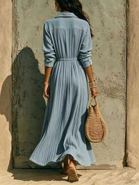 Full Size Textured Button Front Long Sleeve Maxi Dress Plus Size 100100300066352 41 Affordable Fashion Under $100 Jerry's Apparel 