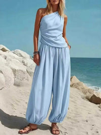 Full Size One-Shoulder Top and Wide Leg Pants Set Plus Size 100100433821316 36 Affordable Fashion Under $100 Jerry's Apparel 