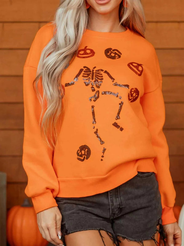 Dancing Critters Sequin Halloween Crewneck Sweatshirt 101001532289966 49 Affordable Fashion Under $100 Jerry's Apparel 
