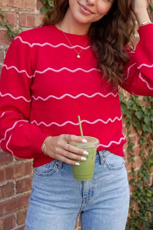 Striped Round Neck Long Sleeve Shift Pullover Sweater 101002917802925 47 Affordable Fashion Under $100 Jerry's Apparel 