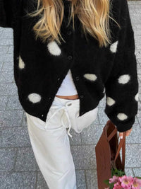 Polka Dot Fuzzy Knit Button-Up Cardigan 101002459532062 54 Affordable Fashion Under $100 Jerry's Apparel 