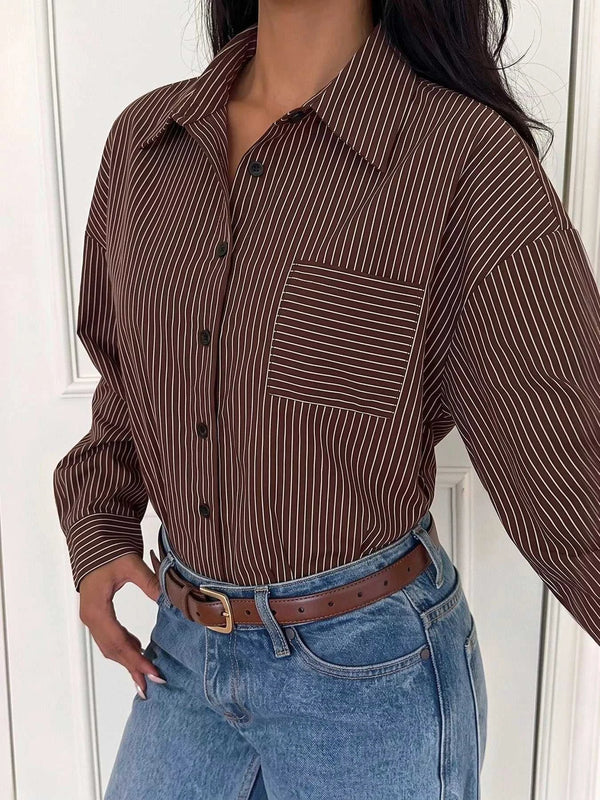 Striped Button-Up Bodysuit 100100357663685 34 Affordable Fashion Under $100 Jerry's Apparel 