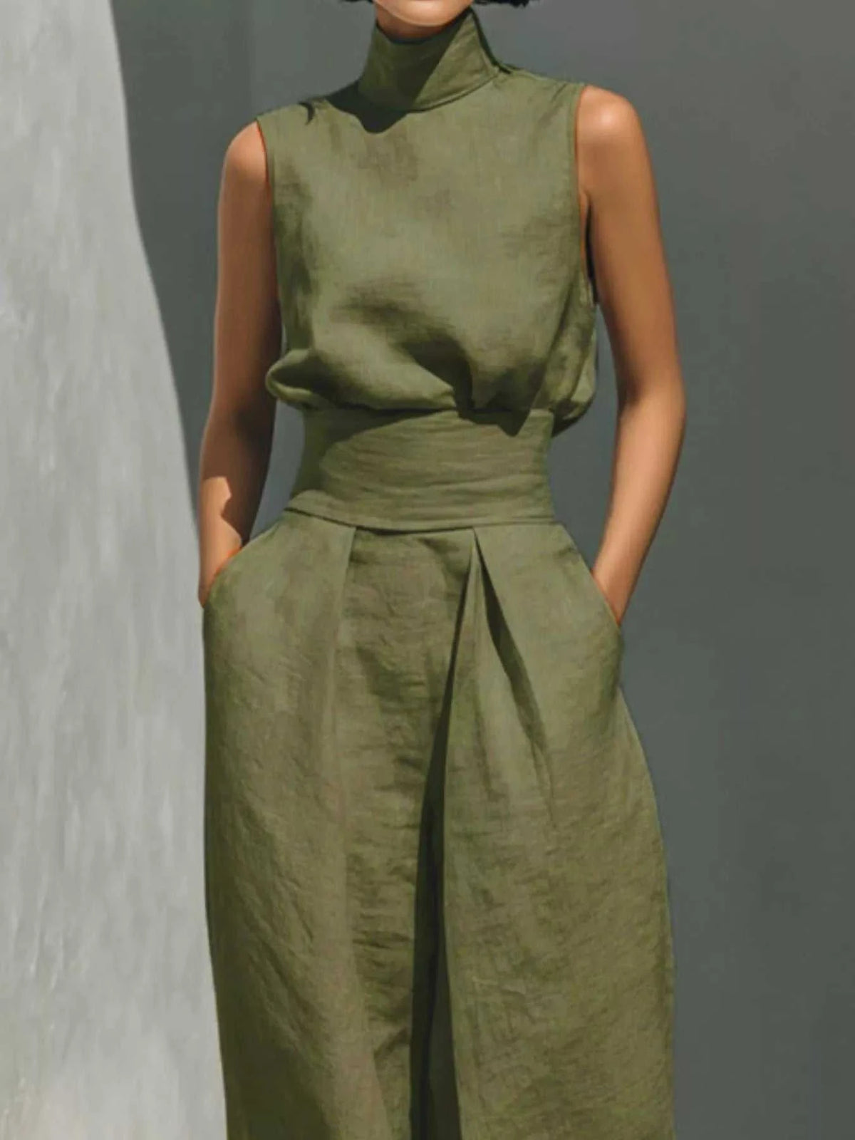 Full Size Turtleneck Sleeveless Top and Wide Leg Pants Set Plus Size 101001144135026 45 Affordable Fashion Under $100 Jerry's Apparel 