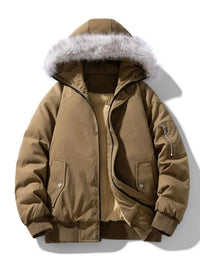 Men's Plus Size Faux Fur Hooded Padded Bomber Jacket 100400528967580 116 Fashion Forward Plus Size Clothing Jerry's Apparel 