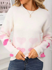 Valentine's Day Heart Pattern Crew Neck Sweater 100100455921910 49 Affordable Fashion Under $100 Jerry's Apparel 