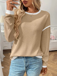 Ribbed Knit Contrast Trim Sweater 100100032701989 29 Affordable Fashion Under $100 Jerry's Apparel 