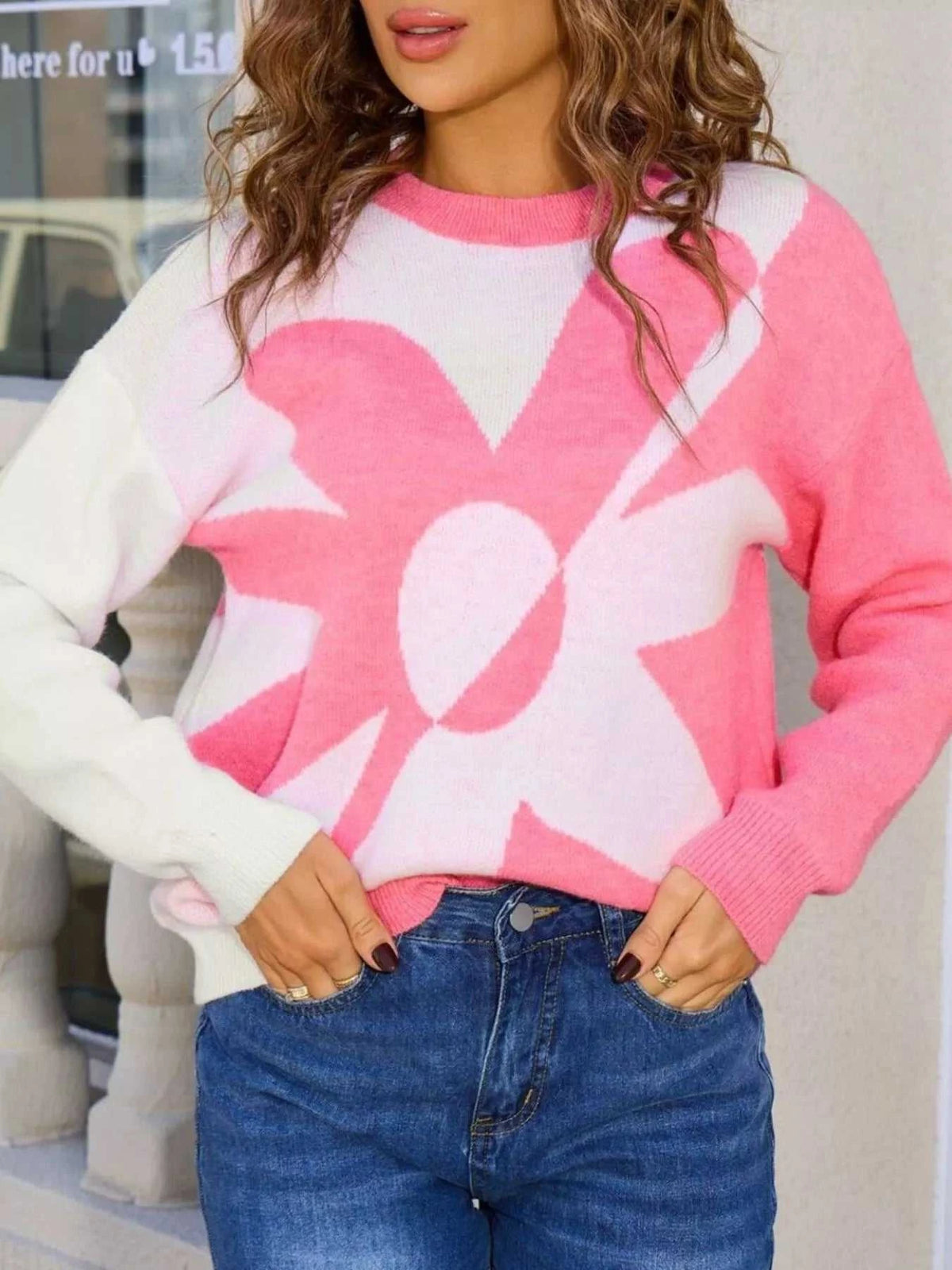 Floral Pattern Color Block Sweater 100100785129013 44 Affordable Fashion Under $100 Jerry's Apparel 