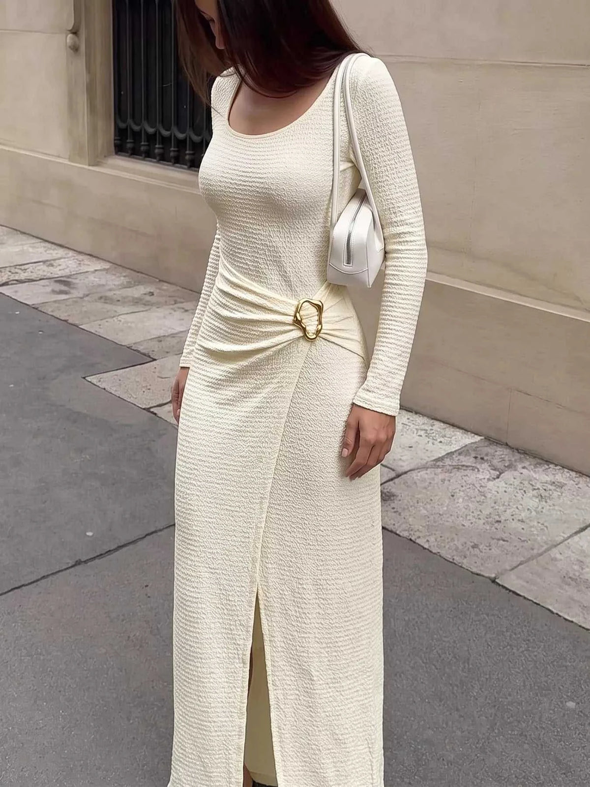 Elegant Long Sleeve Ruched Midi Dress 100100194459555 34 Affordable Fashion Under $100 Jerry's Apparel 