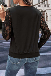 Perfee Round Neck Lace Trim Long Sleeve Sweatshirt 100100723028259 27 Affordable Fashion Under $100 Jerry's Apparel 