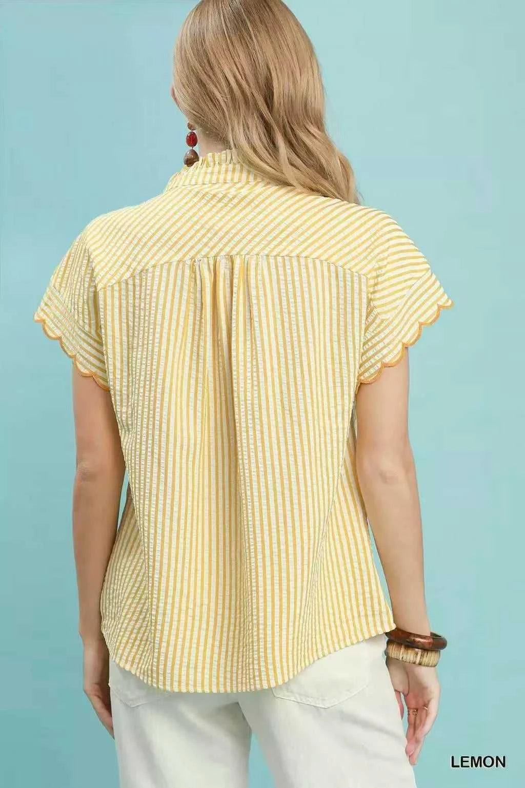 Umgee Embroidered Stripe Button Front Top 100100115951049 57 Affordable Fashion Under $100 Jerry's Apparel 