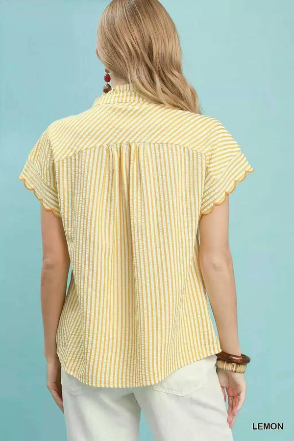 Umgee Embroidered Stripe Button Front Top 100100115951049 57 Affordable Fashion Under $100 Jerry's Apparel 