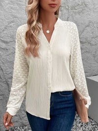 Perfee Textured Notched Long Sleeve Shirt 100100102351434 40 Affordable Fashion Under $100 Jerry's Apparel 