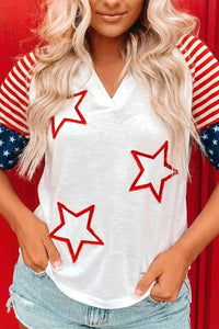 Star Detail Flag Inspired Short Sleeve Top 100100082311174 43 Affordable Fashion Under $100 Jerry's Apparel 