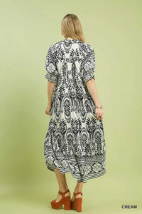Umgee Two tone Border Print Midi Dress 100100652481196 62 Affordable Fashion Under $100 Jerry's Apparel 