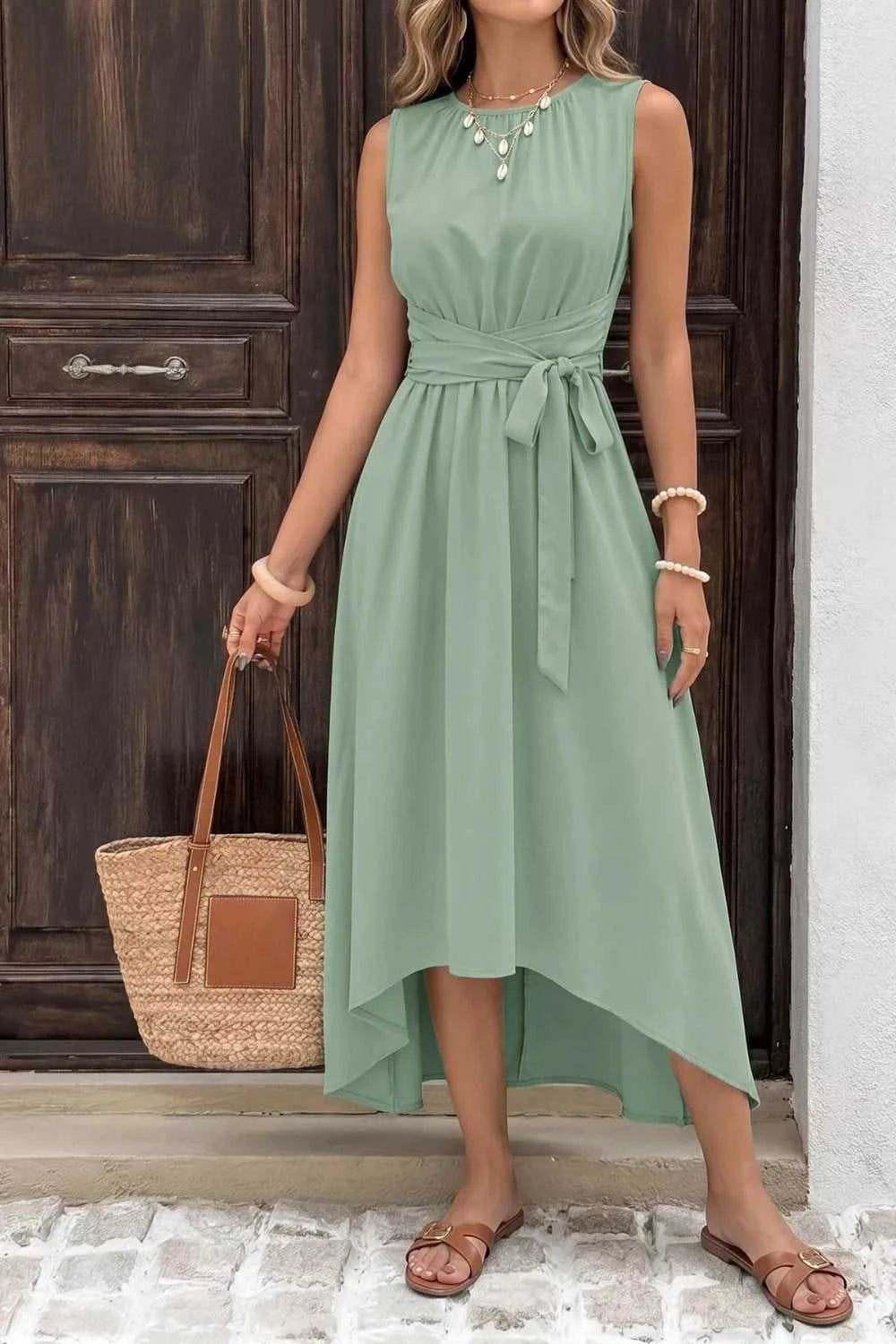 Sleeveless High-Low Hem A-Line Dress 100100859872614 42 Affordable Fashion Under $100 Jerry's Apparel 