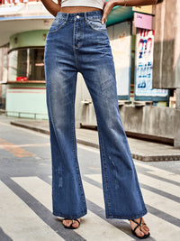 High Rise Bootcut Jeans with Pockets