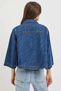 RISEN Double-Breasted Flowy Cropped Denim Jacket 100100941271782 66 Affordable Fashion Under $100 Jerry's Apparel 
