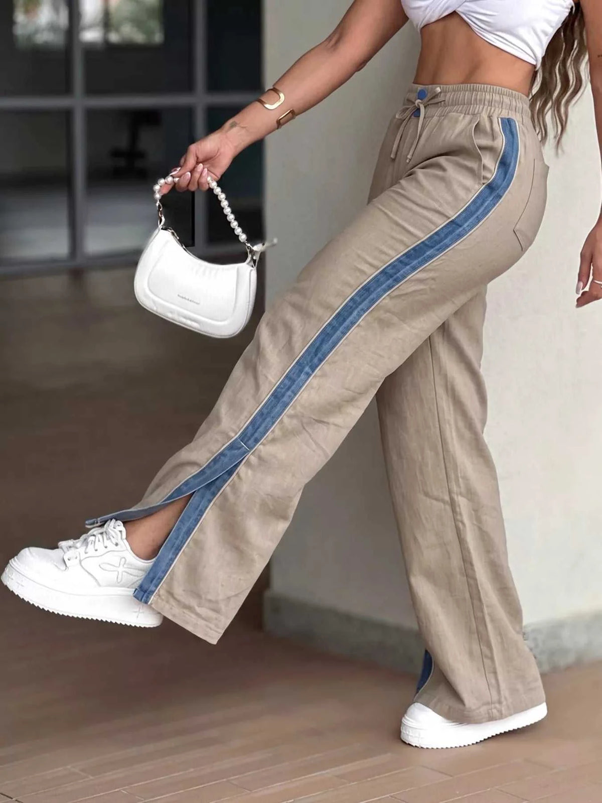 Contrast Side Panel Wide Leg Pants 100100681873213 40 Affordable Fashion Under $100 Jerry's Apparel 