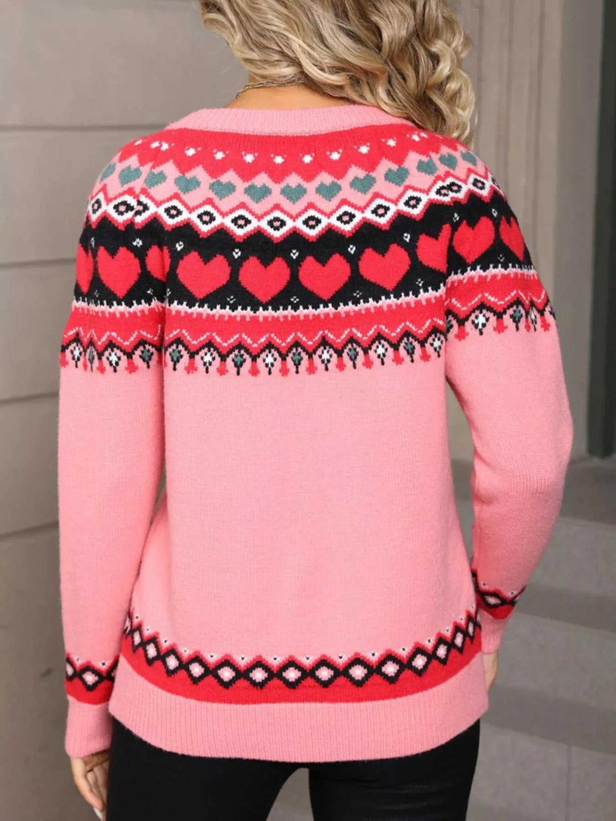 Valentine's Day Heart Pattern Knitted Sweater 100100255476556 52 Affordable Fashion Under $100 Jerry's Apparel 