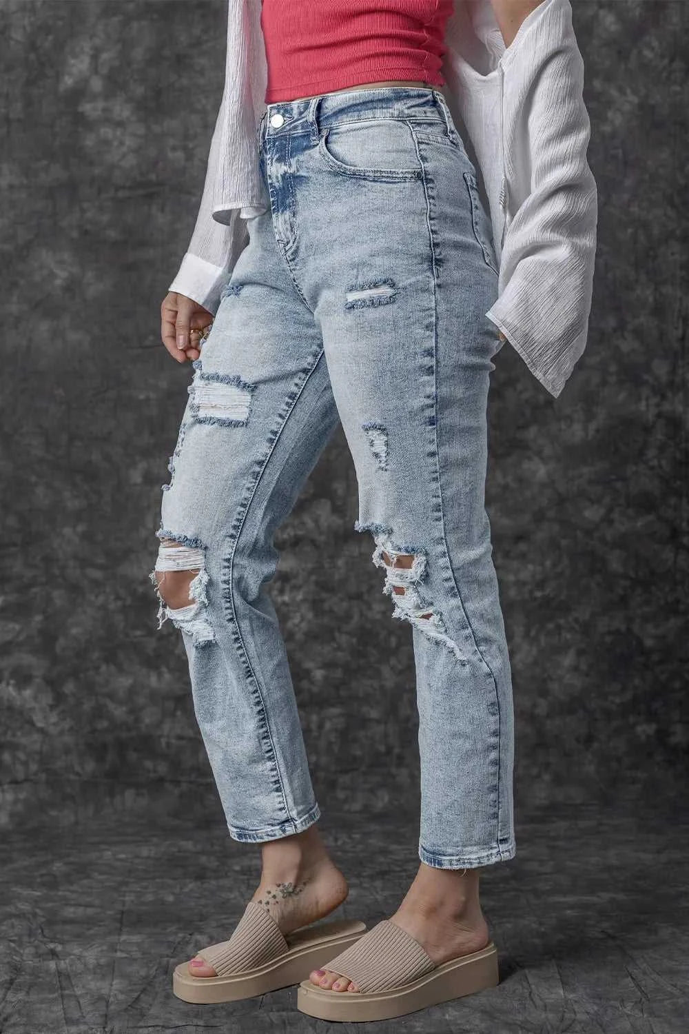 Distressed High Waist Jeans 100100073461919 75 Jerry's Apparel 