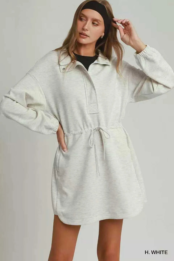 Umgee Half Zip-Up Drawstring Waist Dress 100100892931594 62 Affordable Fashion Under $100 Jerry's Apparel 