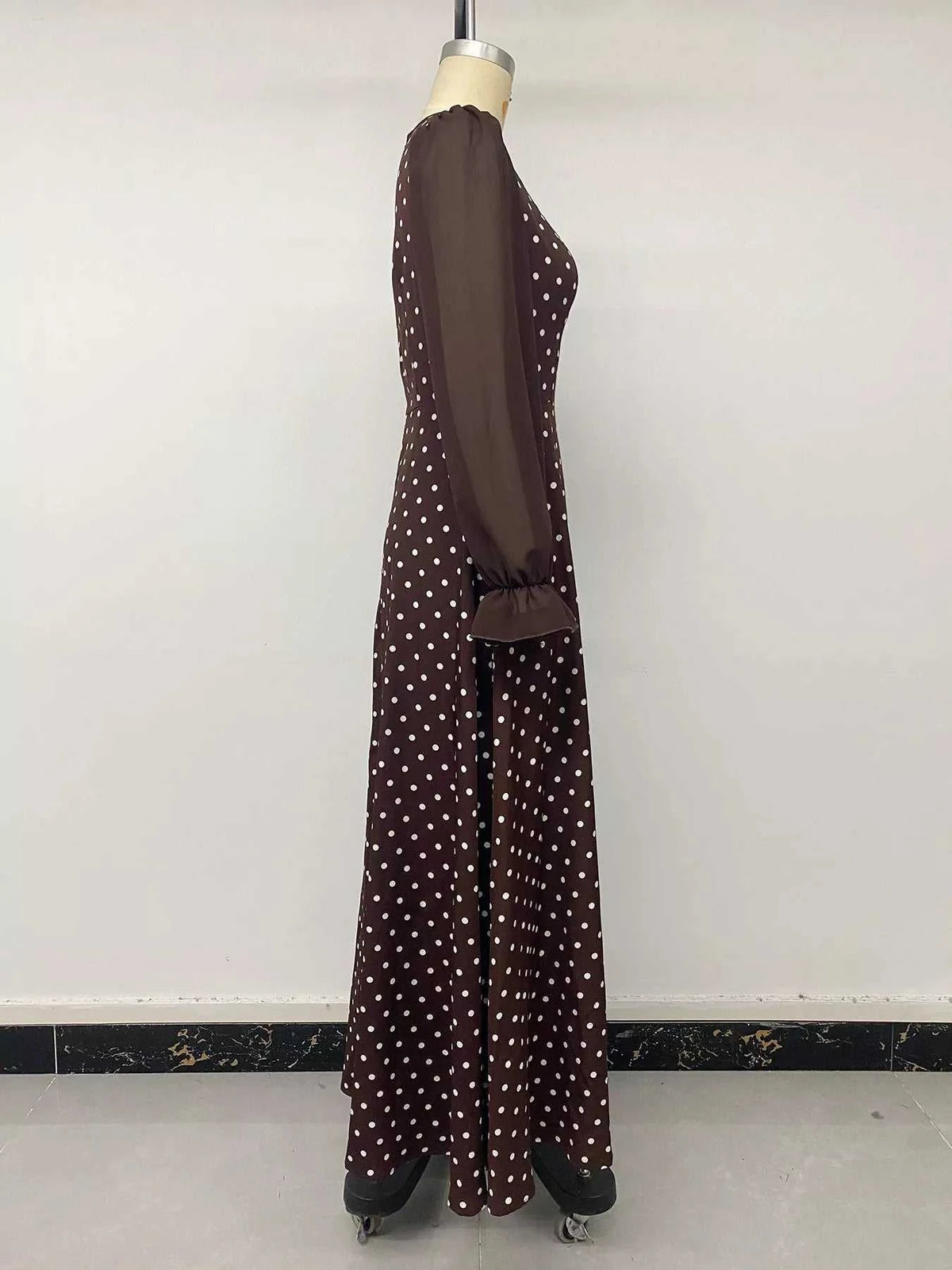 Polka Dot Square Neck Long Sleeve Maxi Dress 100100951009677 41 Affordable Fashion Under $100 Jerry's Apparel 