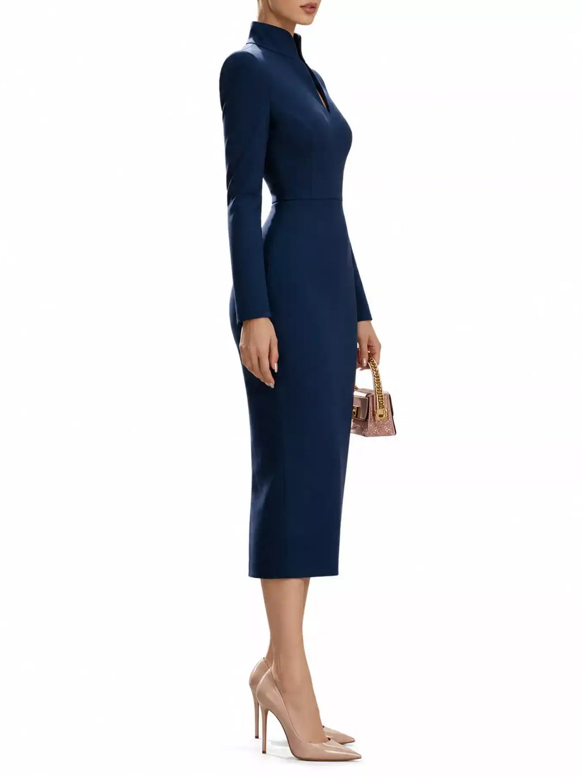 Full Size Stand-Collar Long-Sleeve Midi Dress Plus Size 101001432460062 48 Affordable Fashion Under $100 Jerry's Apparel 
