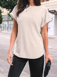 Casual Ribbed Knit Short Sleeve T-Shirt 100100691365915 25 Affordable Fashion Under $100 Jerry's Apparel 