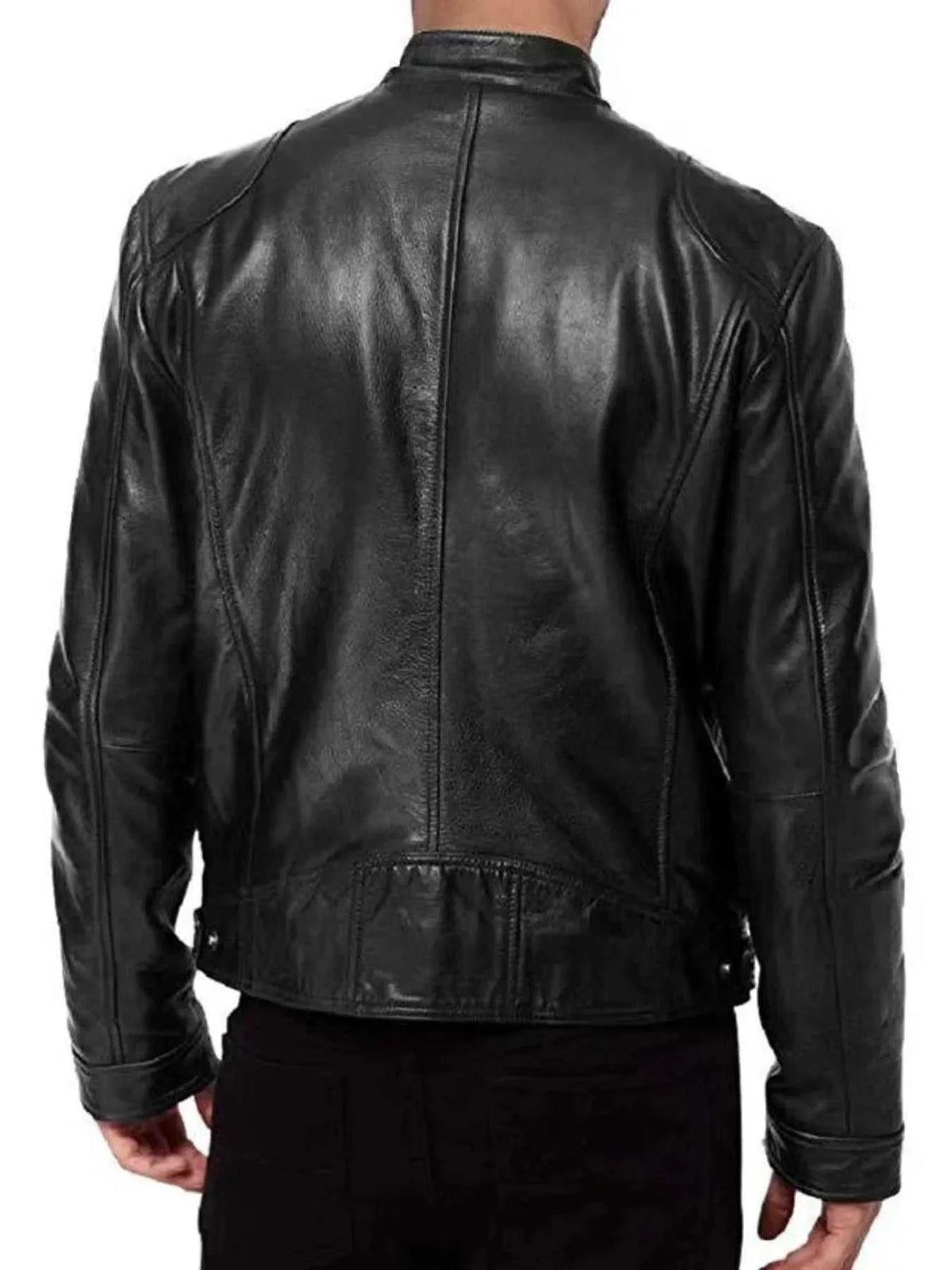 Men's Full Size Leather Biker Jacket with Zipper Pockets Plus Size 100400980565506 68 Affordable Fashion Under $100 Jerry's Apparel 