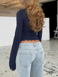 Lace Trim Square Neck Long Sleeve Top 100100247920045 28 Affordable Fashion Under $100 Jerry's Apparel 
