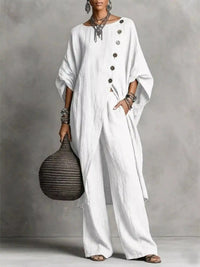 Full Size Asymmetric Button-Down Top and Wide-Leg Pants Set Plus Size 101001667815182 65 Affordable Fashion Under $100 Jerry's Apparel 